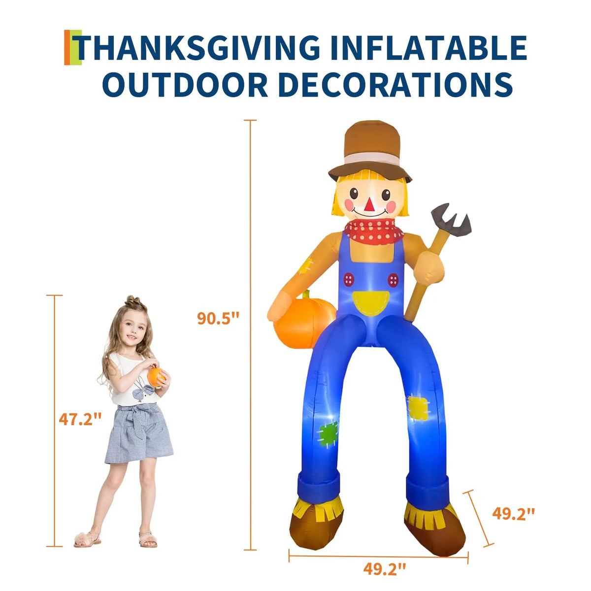 Thanksgiving Scarecrow Inflatable Outdoor Decoration With LED Lights