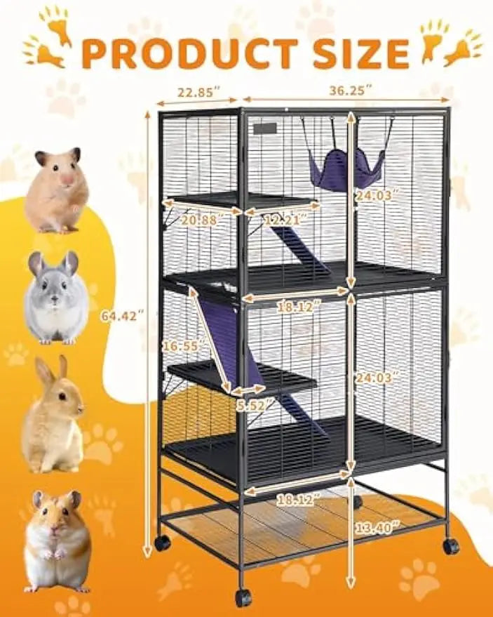 Garvee Rolling Metal Multilevel Ferret Small Animal Cage