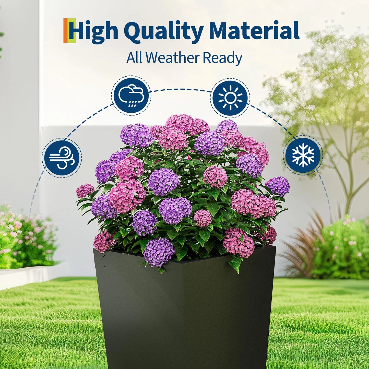 HiMISS Self Watering Planter Set With Drainage And Wheels