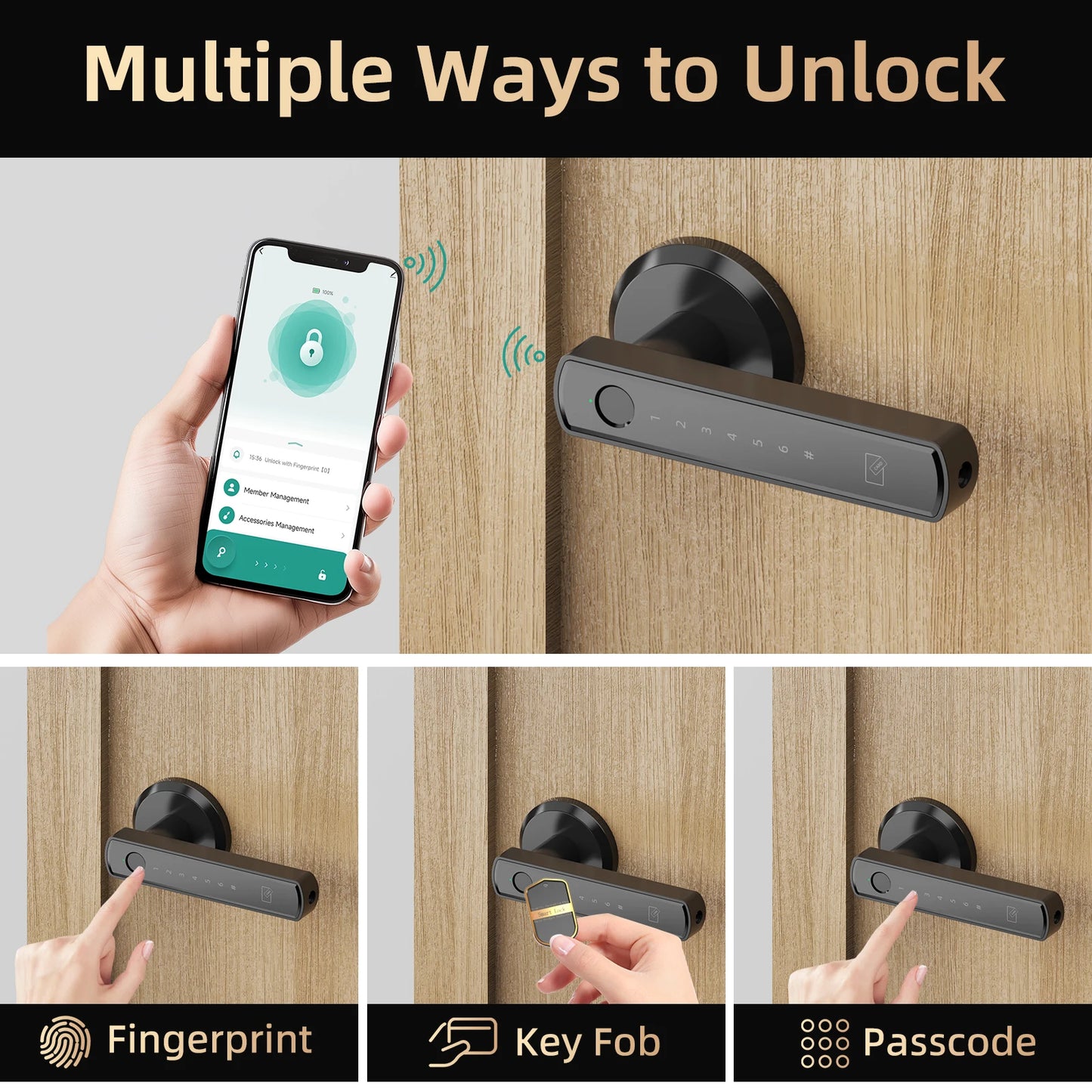 Viladepot Handle Smart Lock Fingerprint Bluetooth Touchscreen Keypad