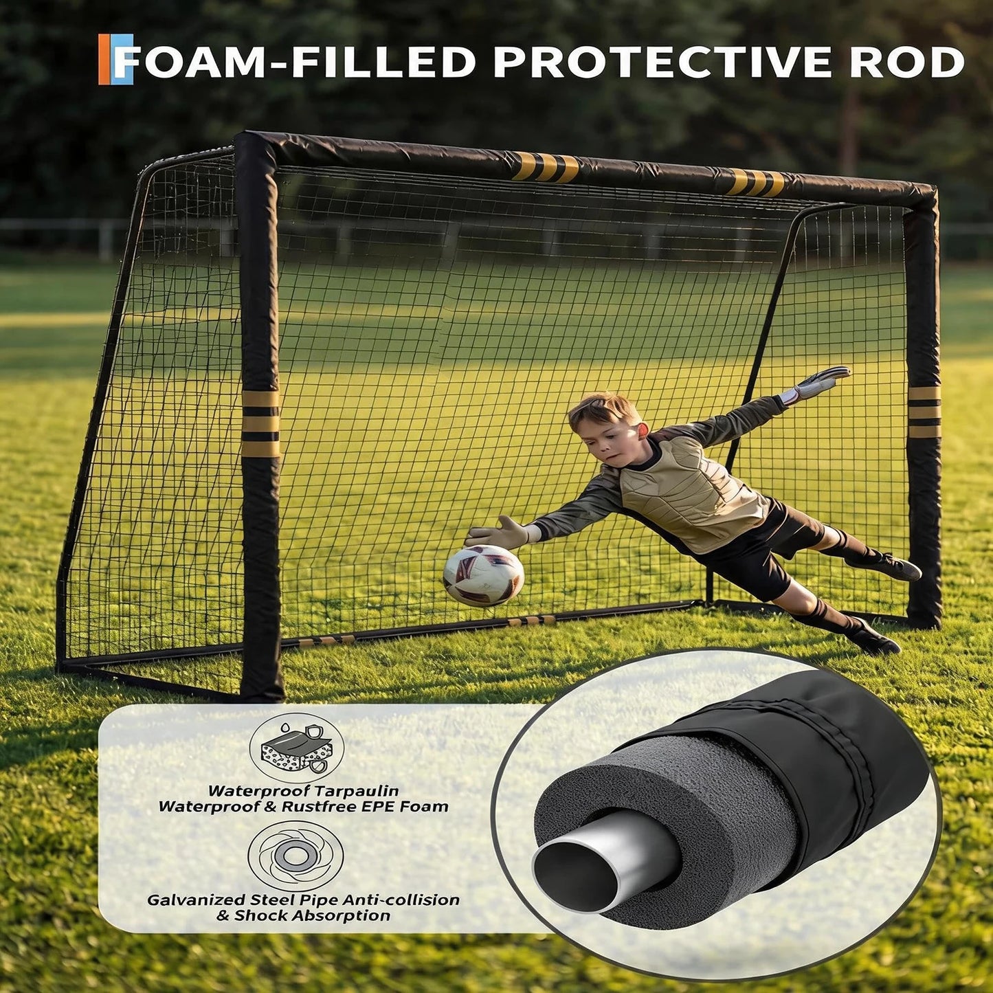 HiMiss Heavy Duty Portable Soccer Goal For Backyard Training
