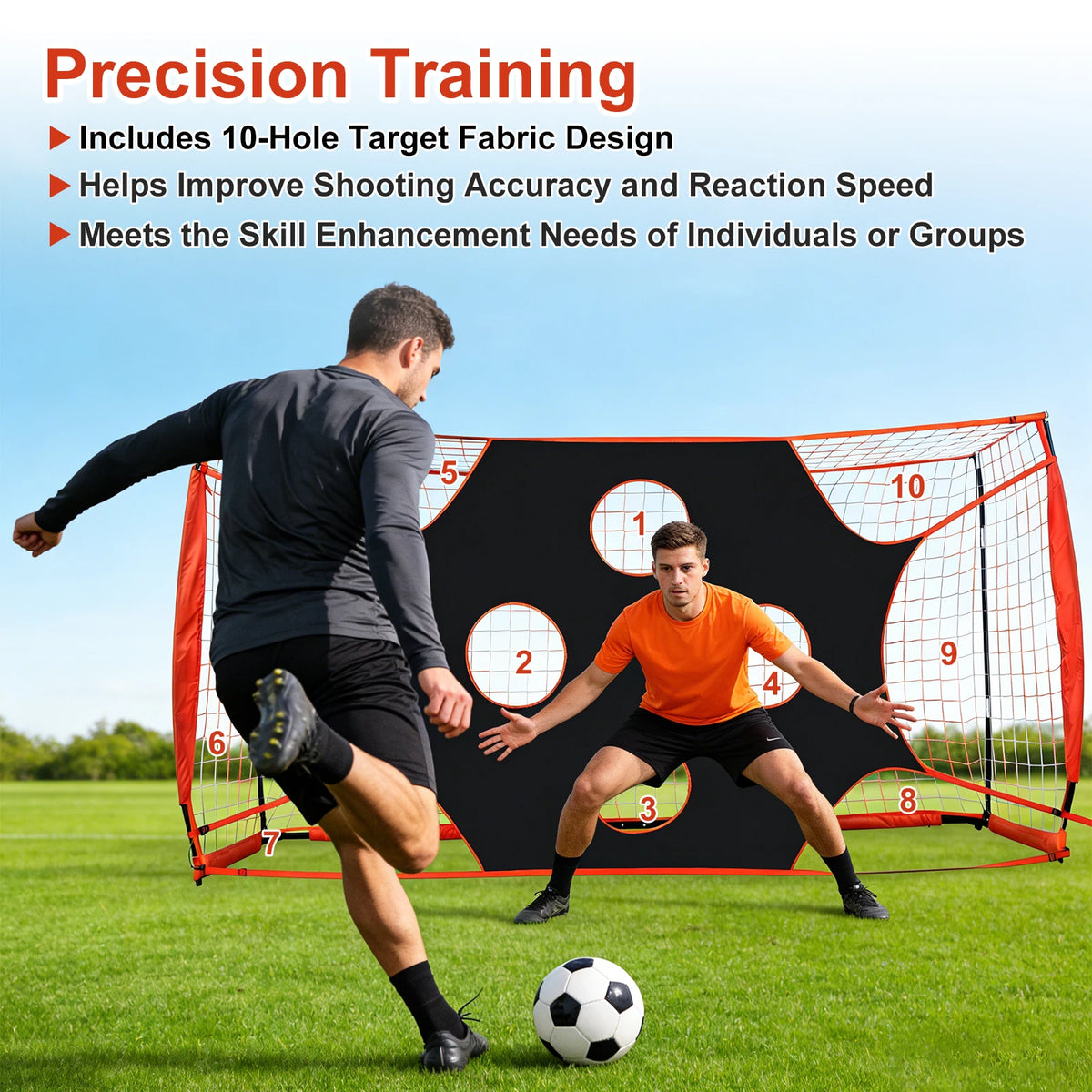 Foldable Soccer Goal Net Featuring 10 Highlighted Scoring Zones