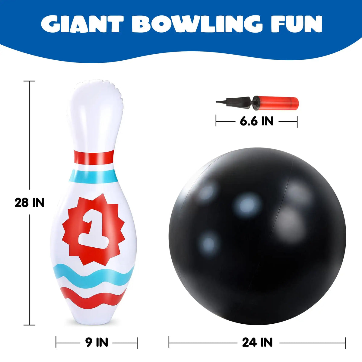 Joyfy Inflatable Bowling Set for Kids and Adults Party Toy