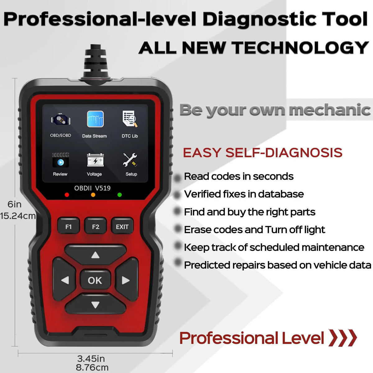 Professional OBD2 Scanner Live Data Diagnostic Code Reader Tool