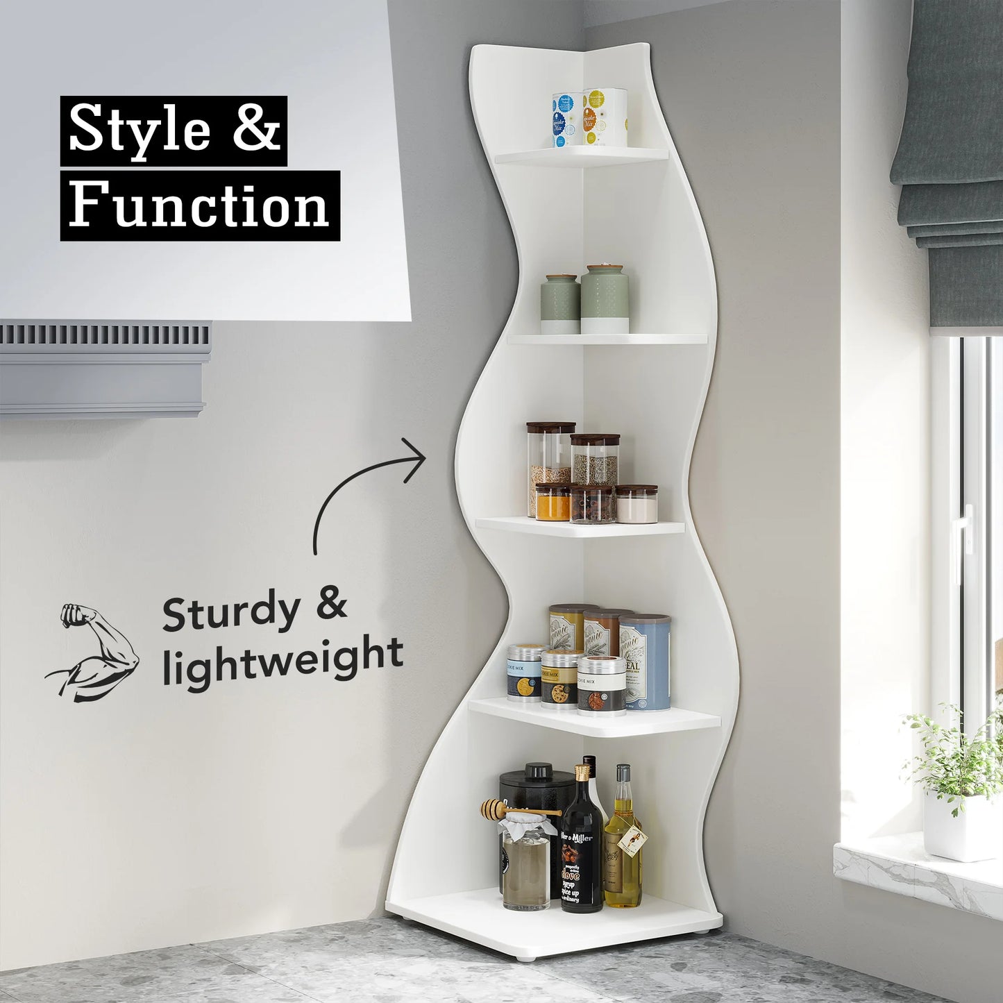 Tribesigns Modern Wooden Corner Bookshelf Wall Mounted Storage Rack