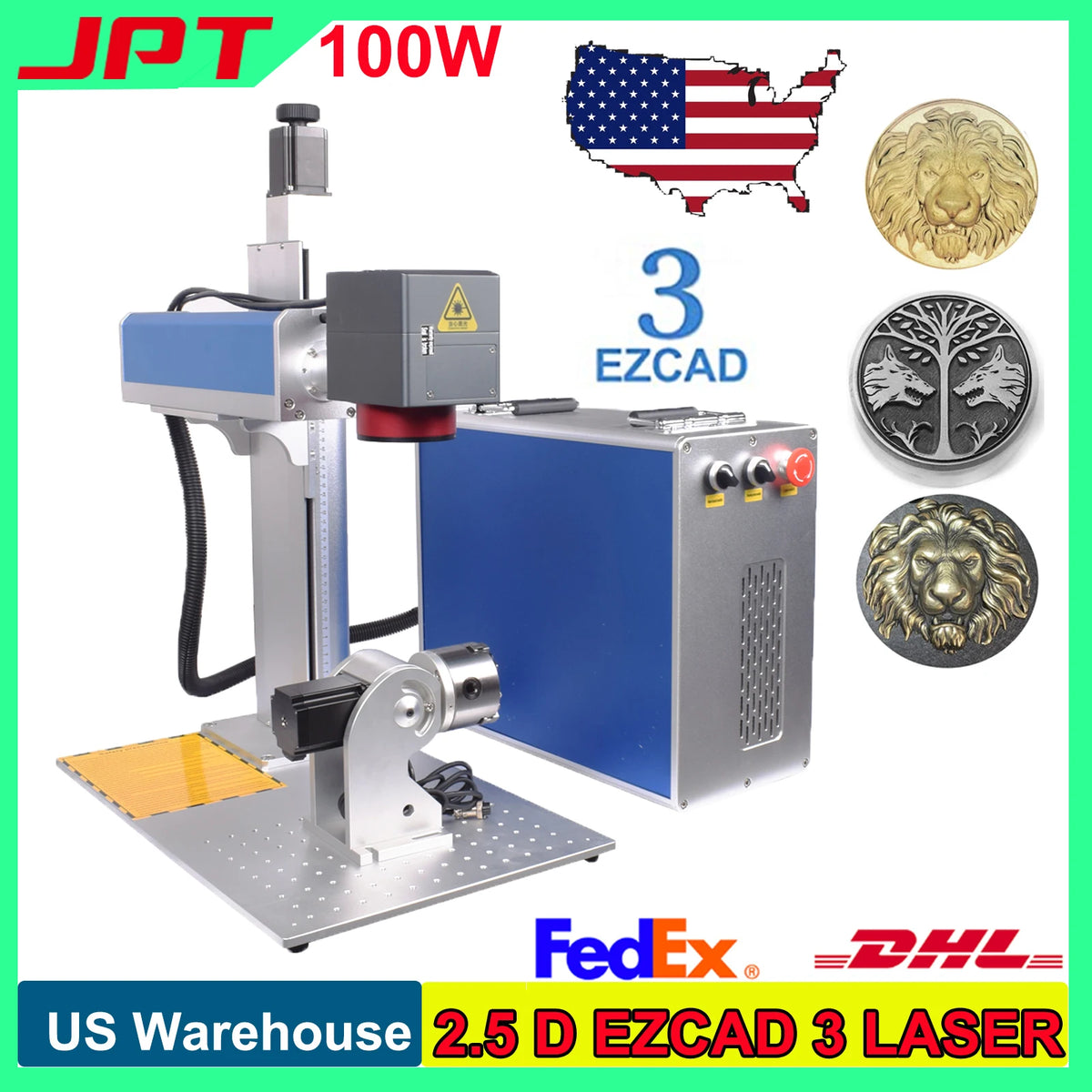 CNCZONE 100W Fiber Laser Marking Machine MOPA Engraver Ezcad3