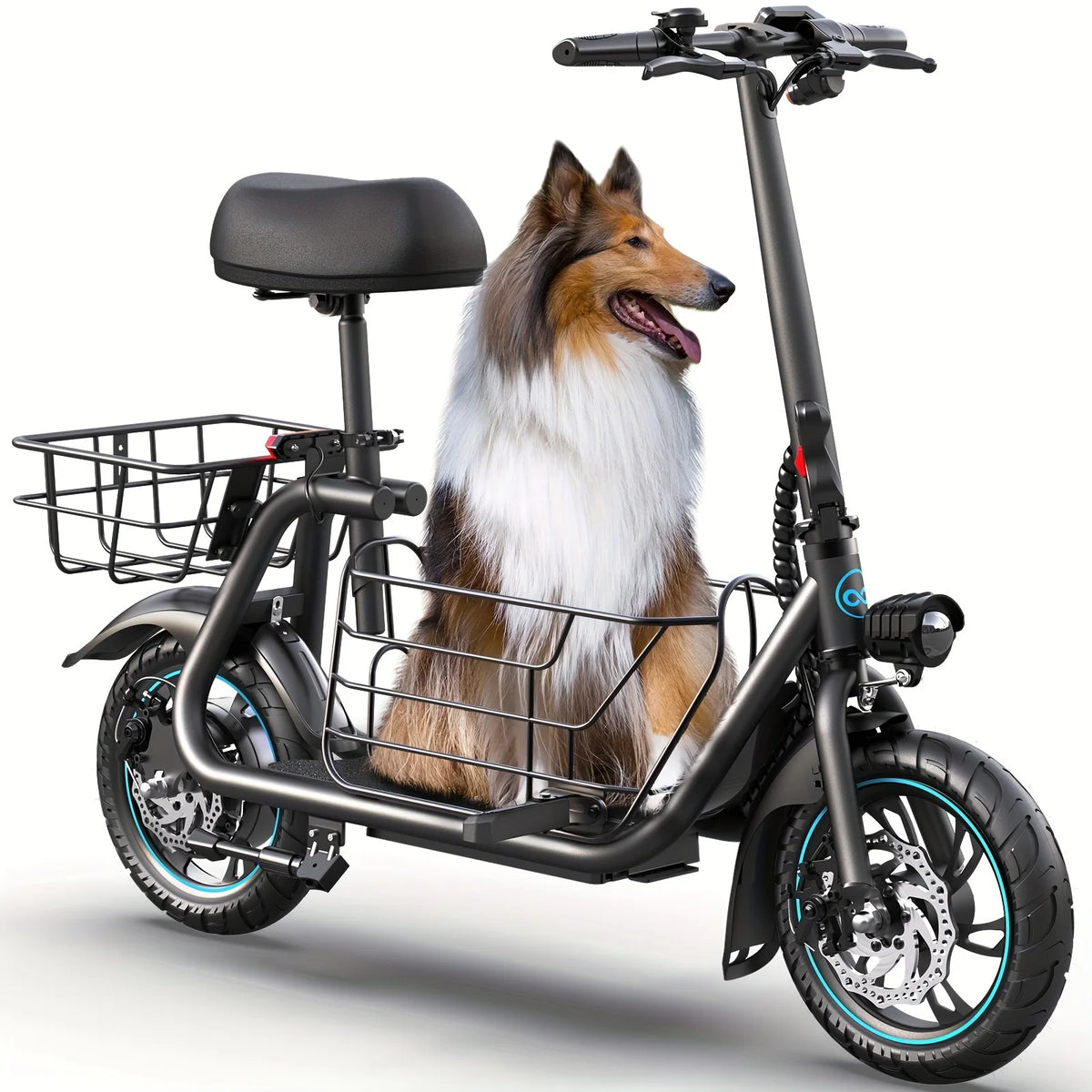 Gyroor Foldable Electric Scooter With Front Basket For Adults