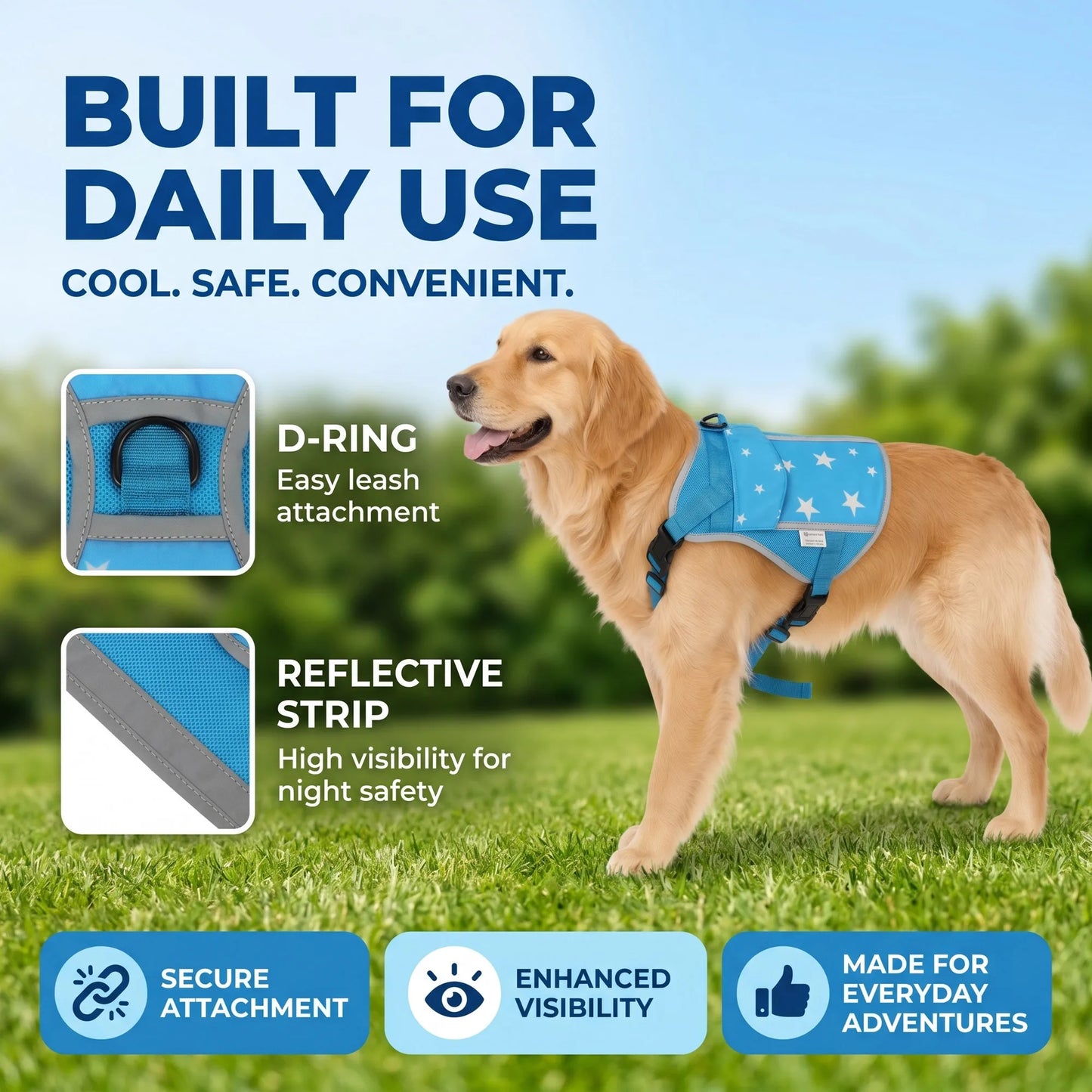 Pet Dog Cooling Vest Harness With Freezable Cooling Packs