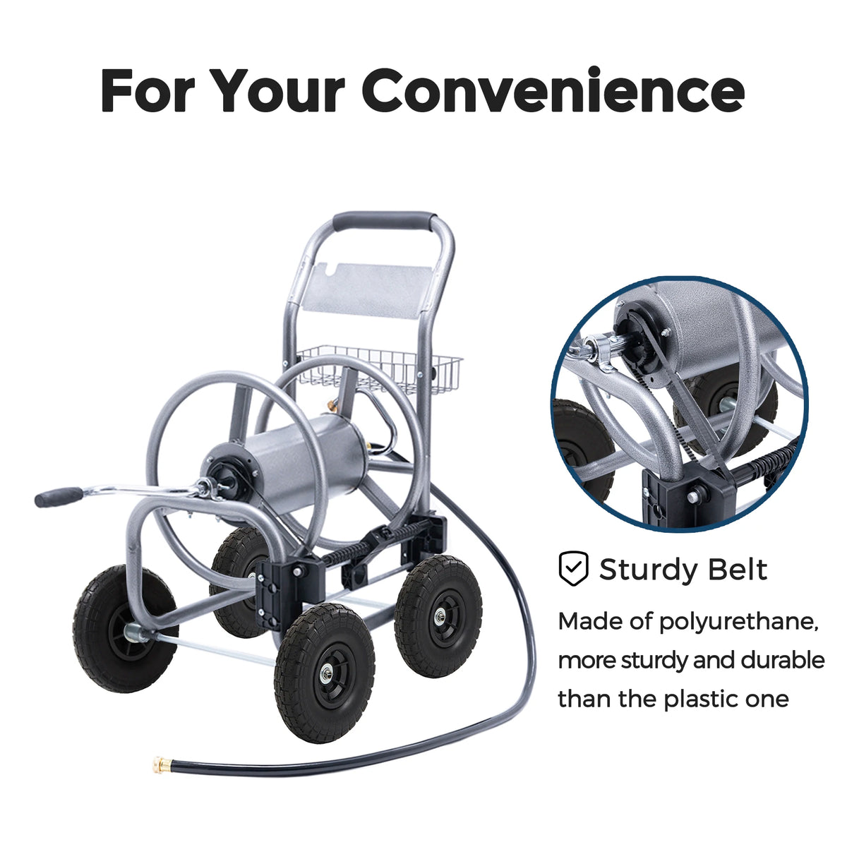 Giraffe Tools Heavy Duty Garden Hose Reel Cart With Wheels