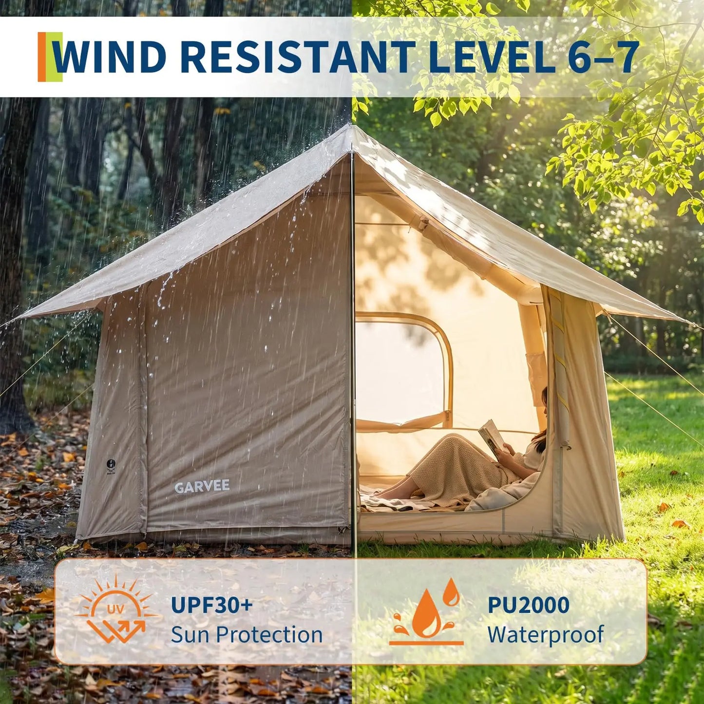Inflatable Outdoor Camping Tent With Skylight And Canopy