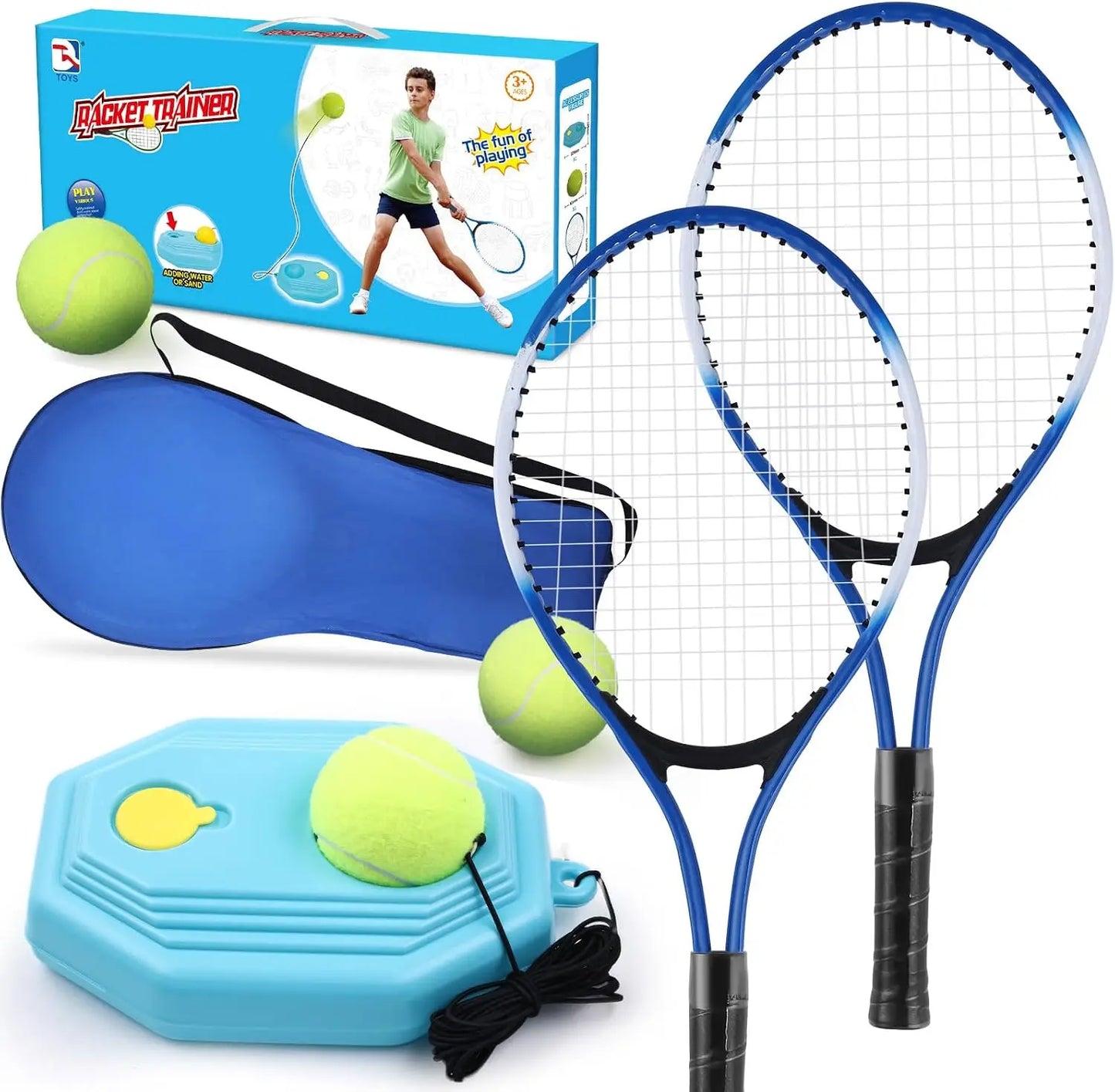 Kids 7 Tennis Racket Set With Trainer And Rebound Balls