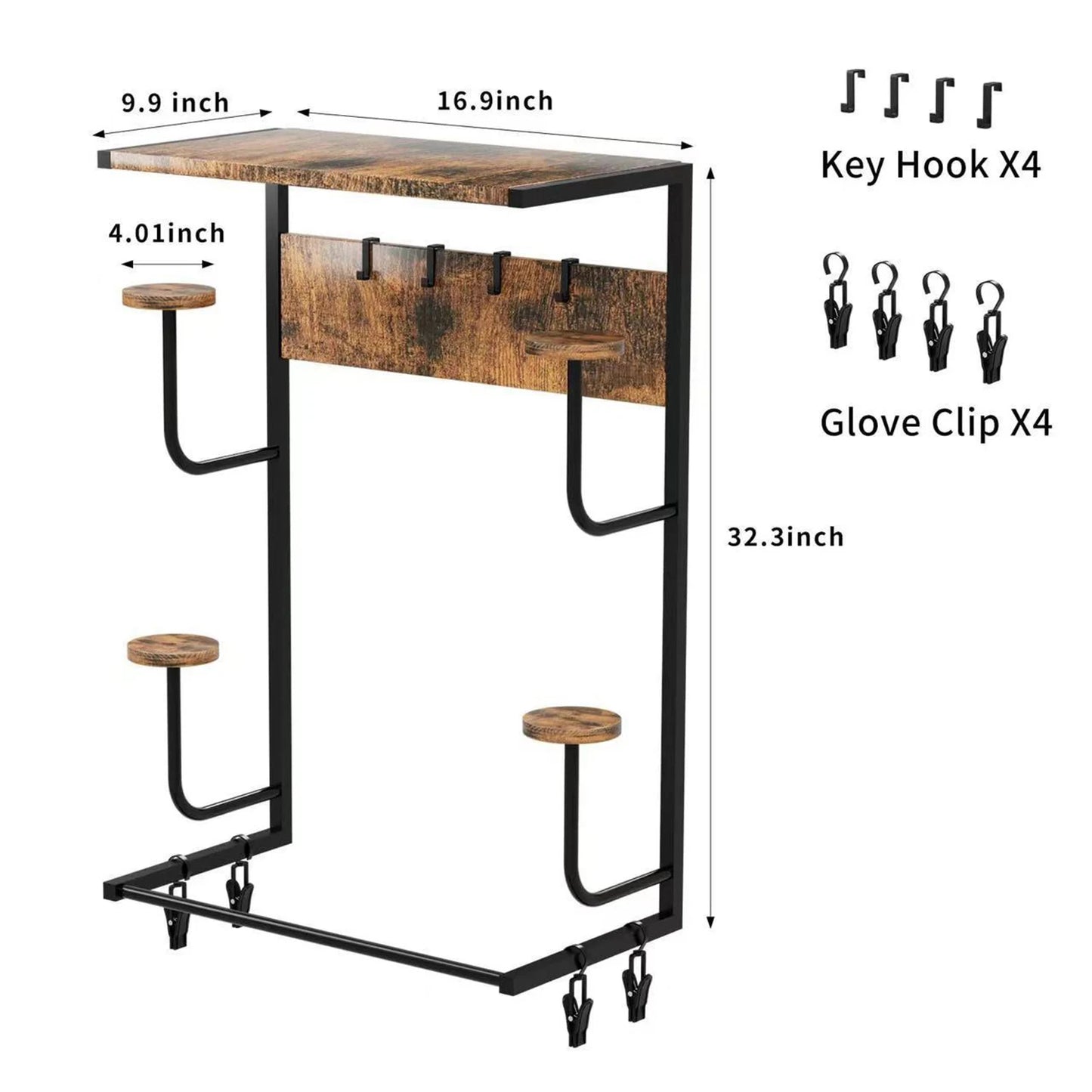 HiMISS Wall Mounted Motorcycle Helmet Holder And Glove Rack