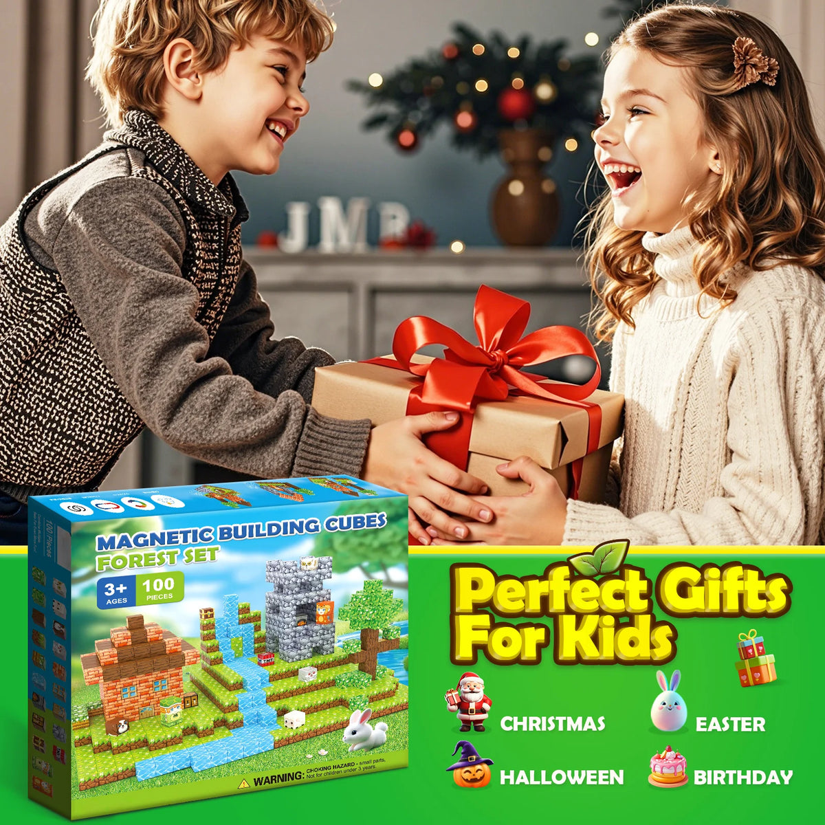 Coodoo Magnetic Building Blocks 100 Pieces STEM Construction Set