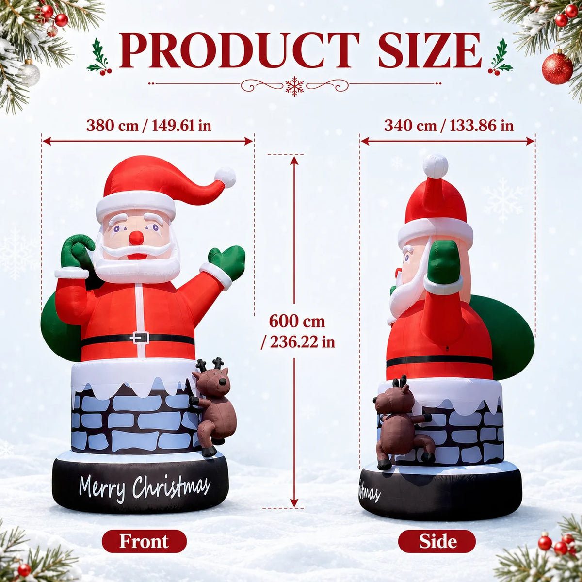 Inflatable Christmas Chimney Santa Claus Outdoor Holiday Decoration