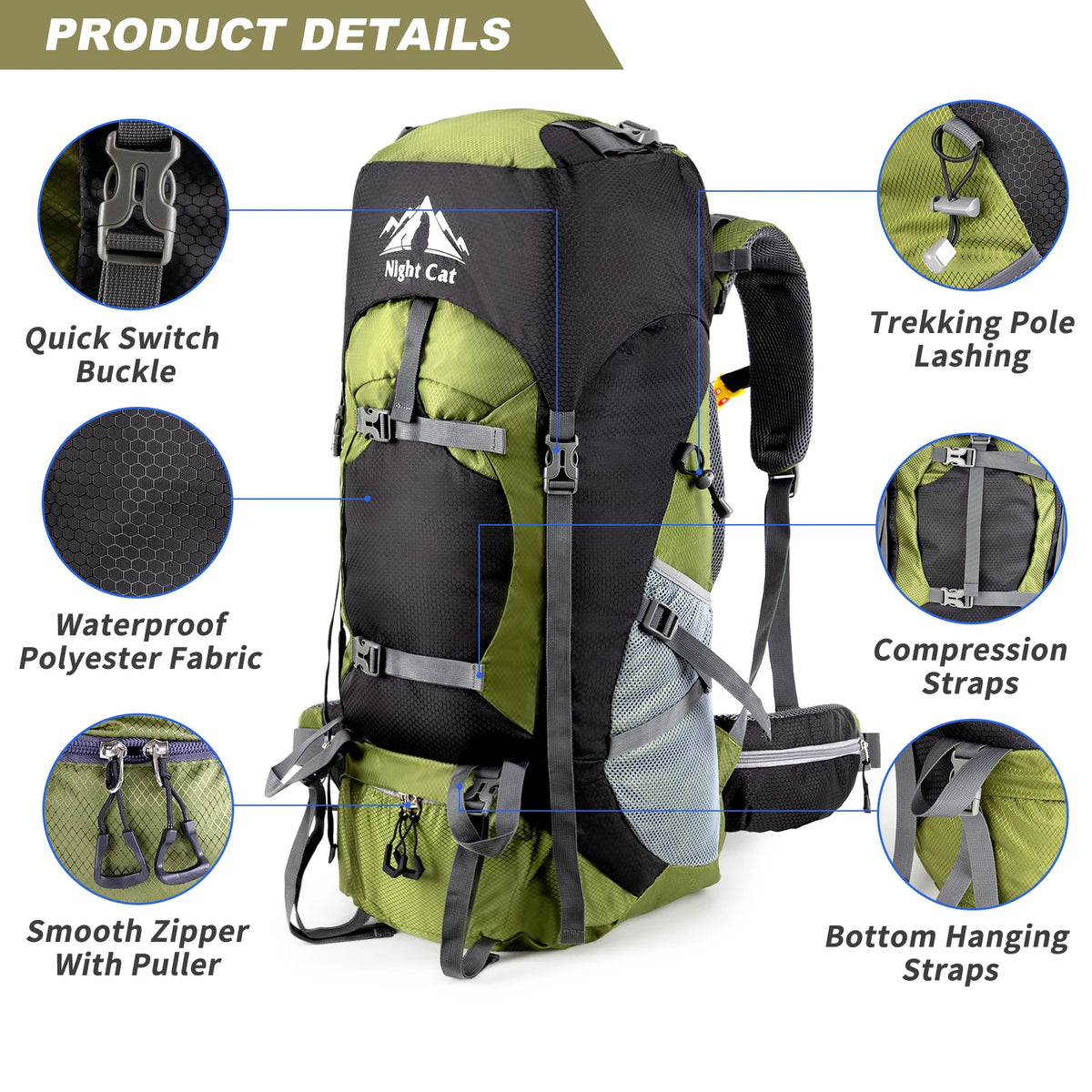 Waterproof Lightweight Hiking Backpack For Outdoor Camping And Travel
