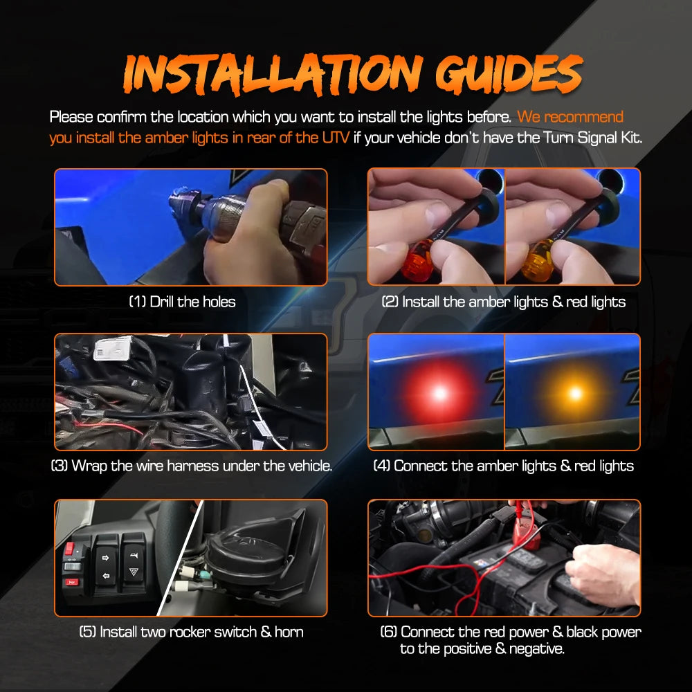Universal Pre Wired UTV Turn Signal Kit With Rocker Switch