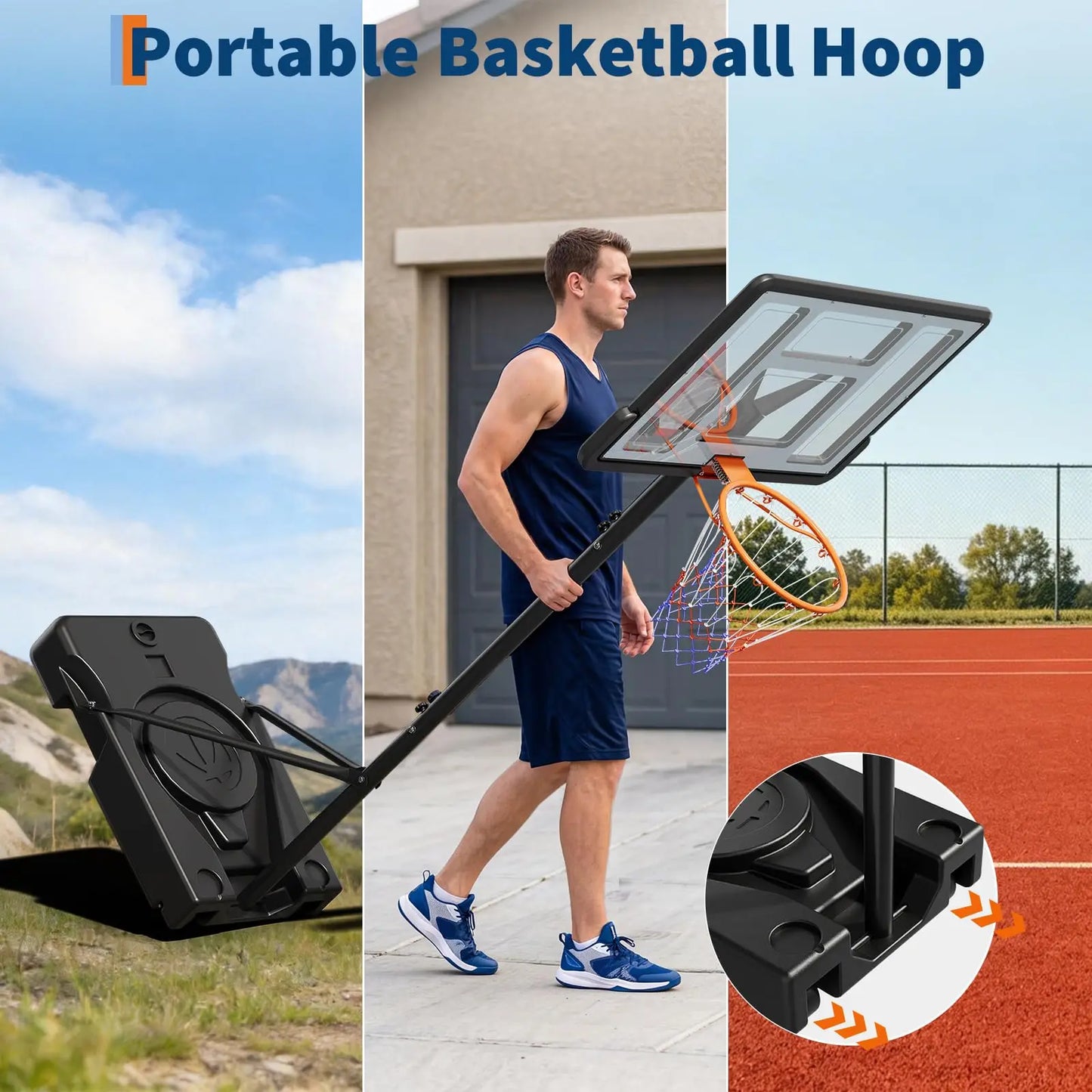 HiMISS Portable Outdoor Adjustable Basketball Hoop With Wheels