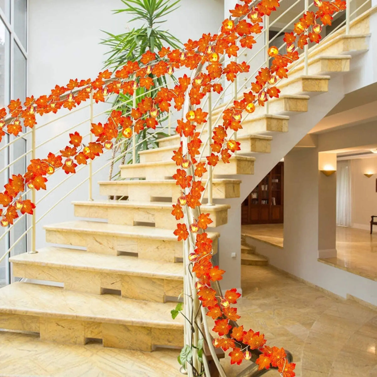 Fall Pumpkin String Light Garland Autumn Halloween Decor