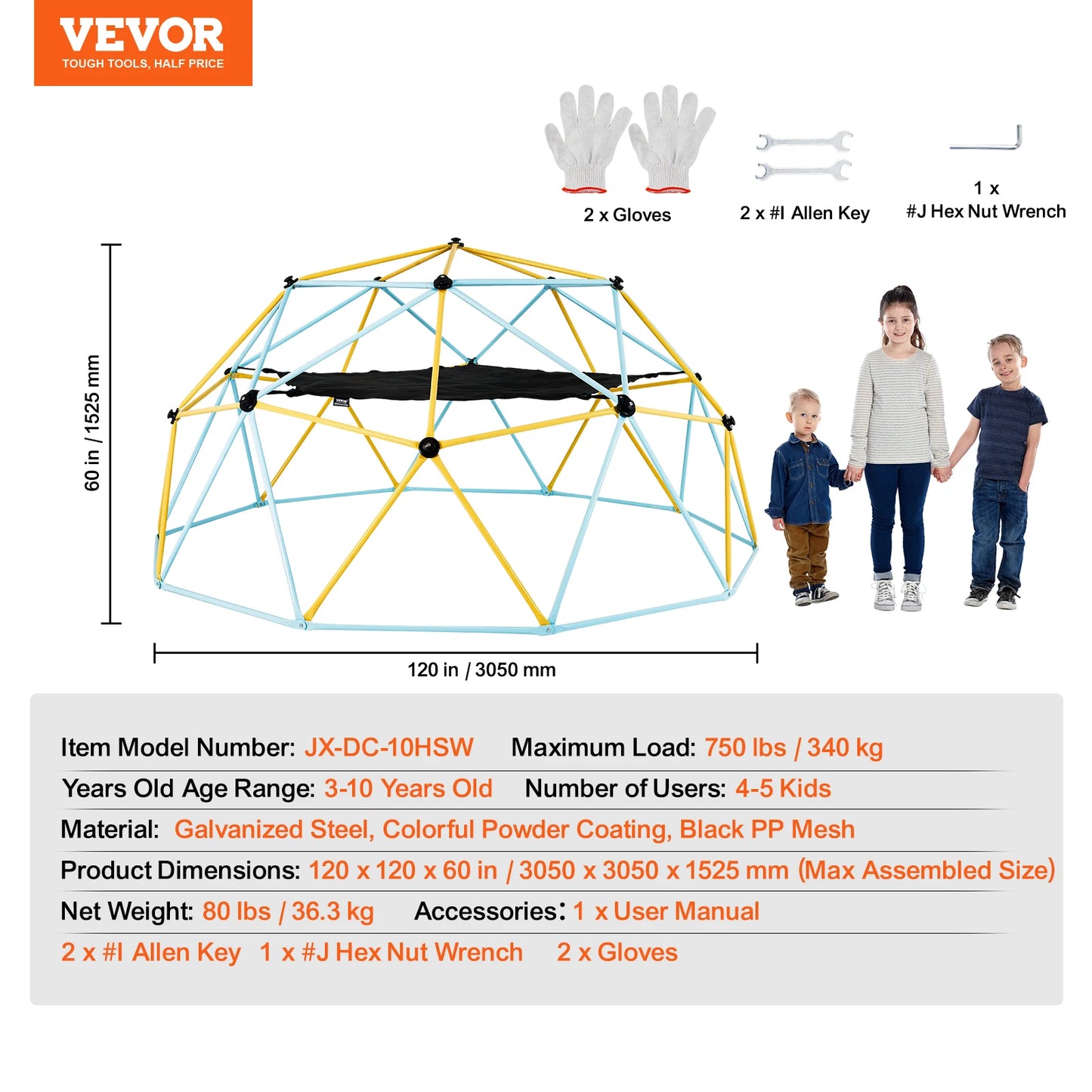 SucceBuy Outdoor Climbing Dome With Hammock And Swing Playset
