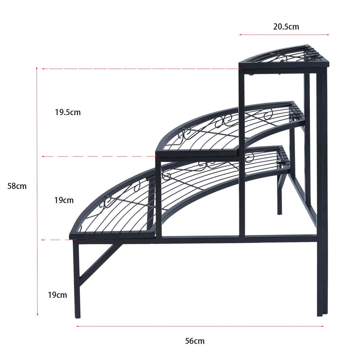 3-Tier Corner Ladder Plant Shelf for Indoor Outdoor Garden Flower Display Rack Metal Plant Stand Organizer