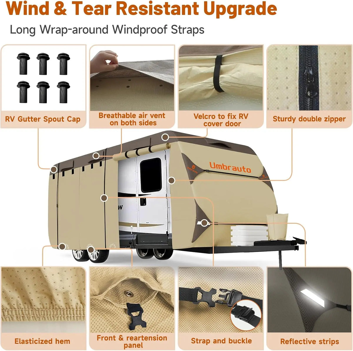 Umbrauto Heavy Duty Waterproof Travel Trailer RV Cover
