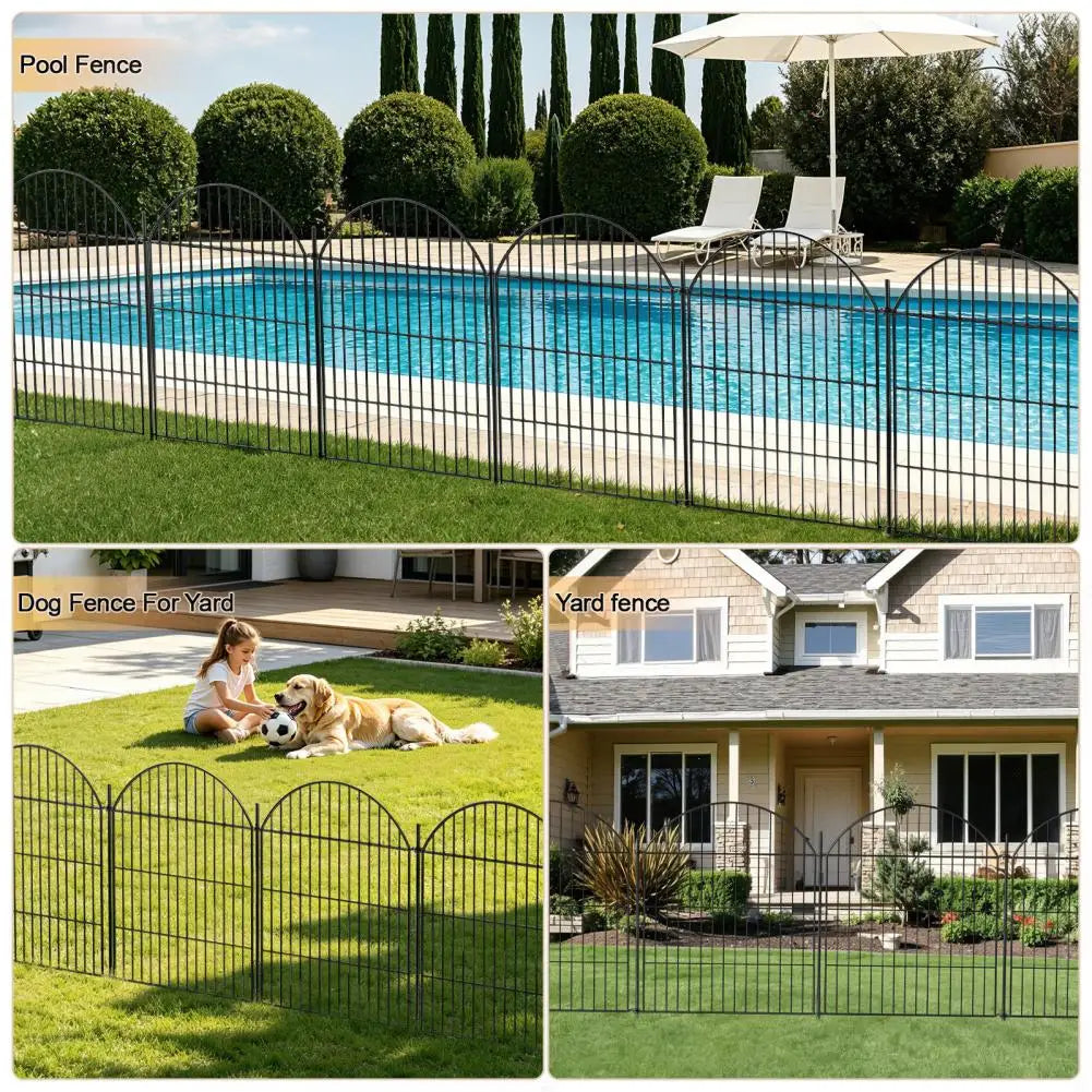 10 Panels Decorative Garden Fence with Gate, 32 in (H) x 23.6 ft (L) No Dig Dog Fence for Yard, Tall Garden Fencing Panels