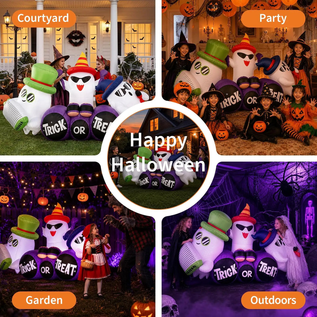 Halloween Inflatable Ghost Decoration With LED Lights For Outdoor Yard Decor