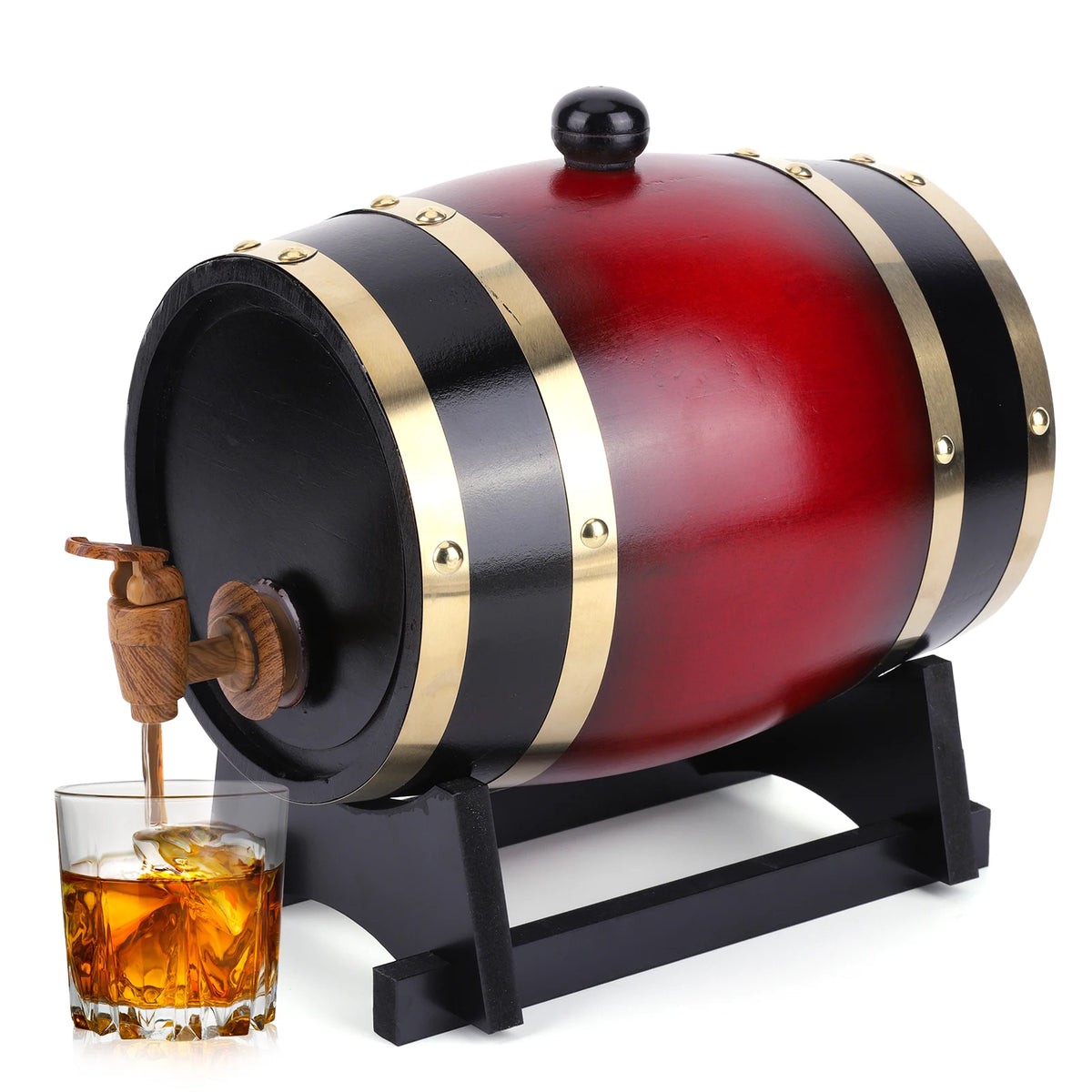 ATUOTIN Wooden Wine Storage Barrel With Faucet For Home Brewing