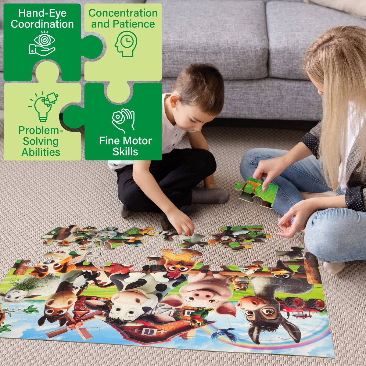 Farm Animal Floor Jigsaw Puzzles For Early Learning Kids