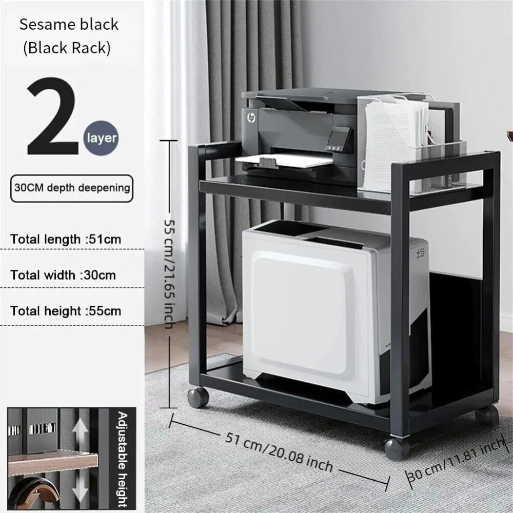 Garvee Dual Tier Office Printer Rack Metal PC Tower Stand