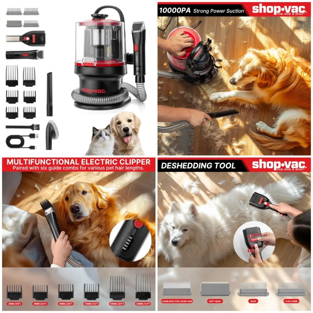 4-in-1 Pet Grooming & Vacuum, Dog Grooming Vacuum for Shedding, Professional Clippers, Brushes