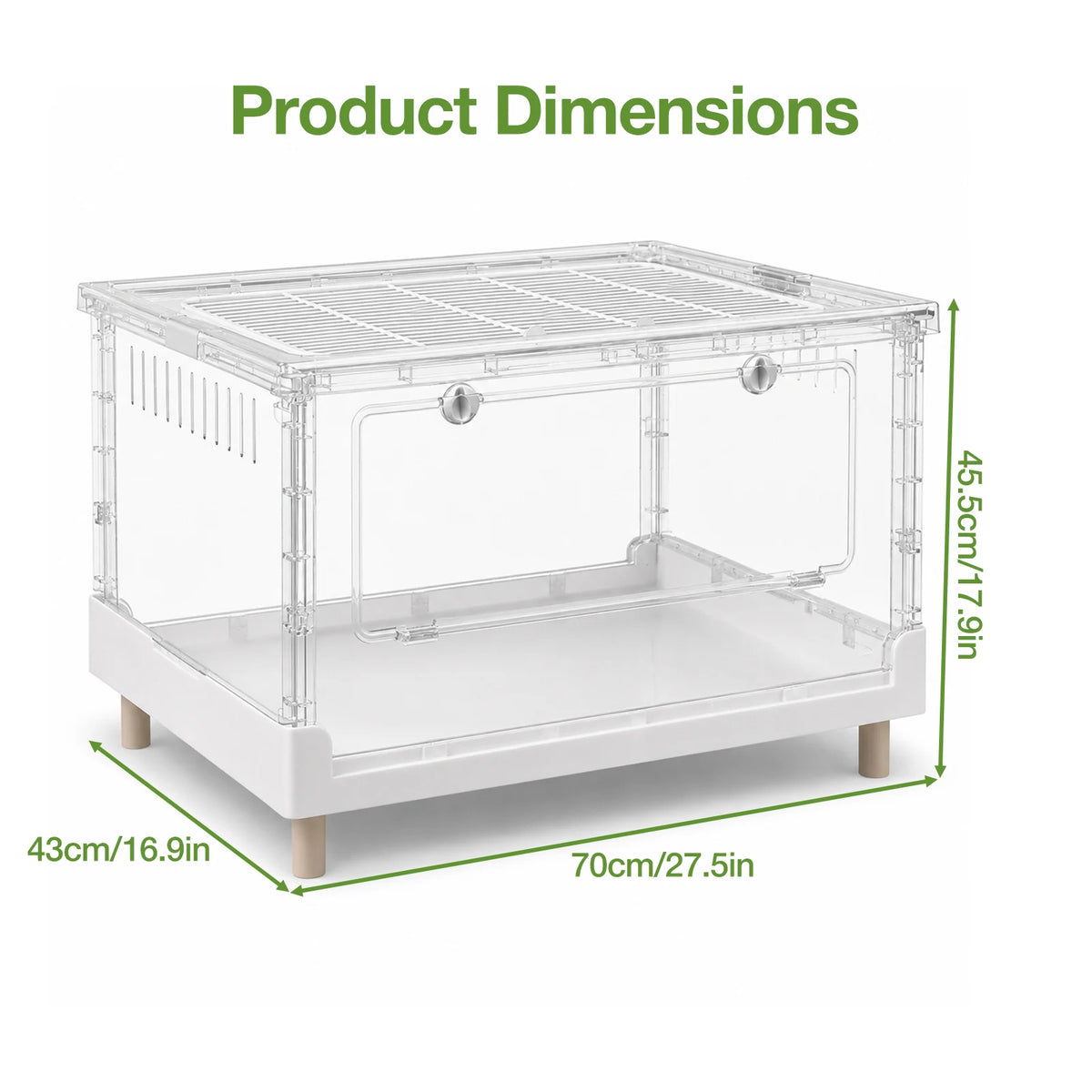 Clear Acrylic Foldable Reptile Terrarium With Front Opening Door