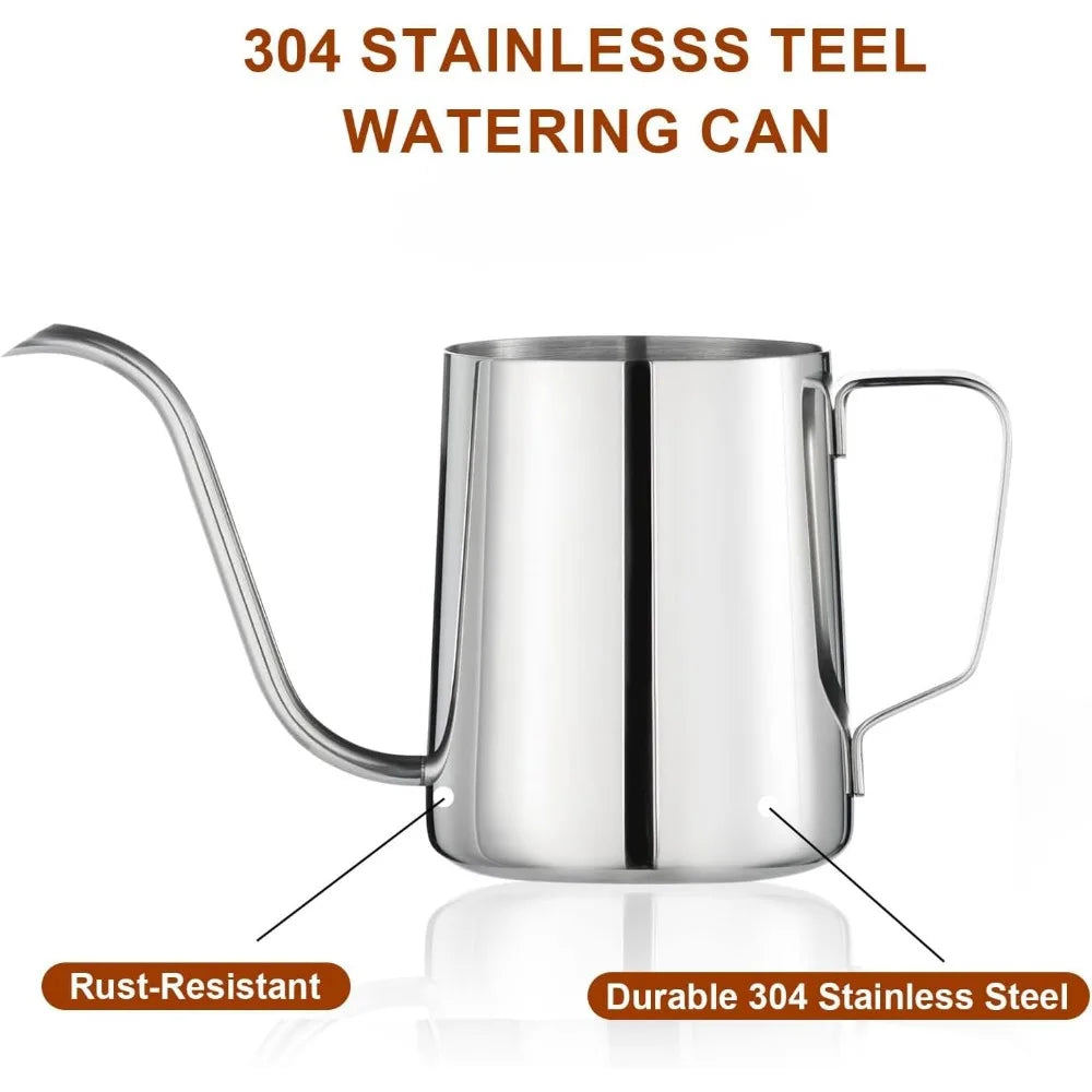 Mini Indoor Watering Can for House Plants Small 12 Oz 350ml Long Spout Precision Watering Rust Proof 304 Stainless Steel Metal Watering Pot for Succulents Herbs Flowers Home Garden Balcony Office Decor Perfect Gift for