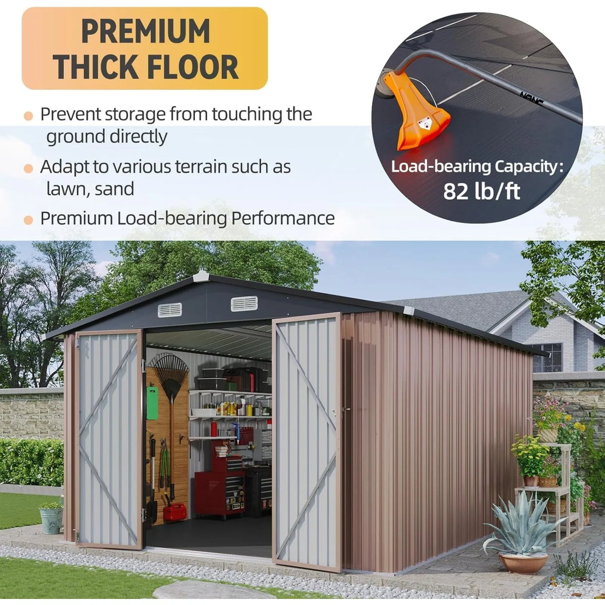Galvanized Steel Outdoor Storage Shed With Floor And Vents