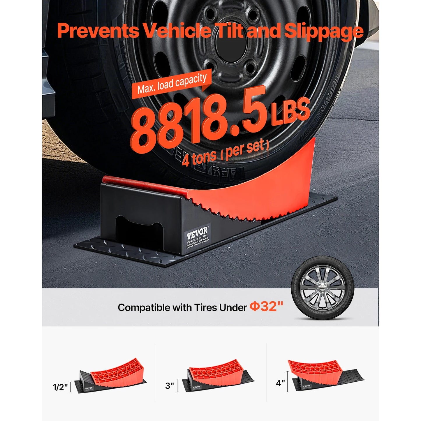SucceBuy Camper Levelers 2 Pcs RV Leveling Blocks Camper Wheel Chock RV Camper Leveler Kit with Anti-Slip Mat Carrying Bag Level