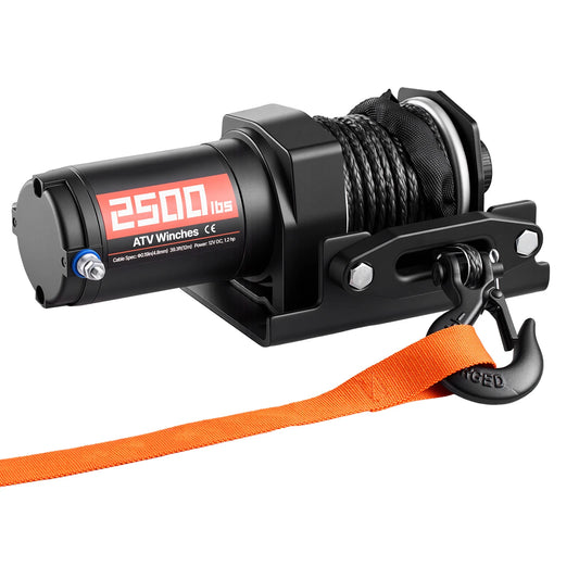 SucceBuy 2500/3500LBS 12V Wired Electric ATV/UTV Winch with 32/39ft Synthetic Rope Aluminum Fairlead Mount Plate for Towing Car