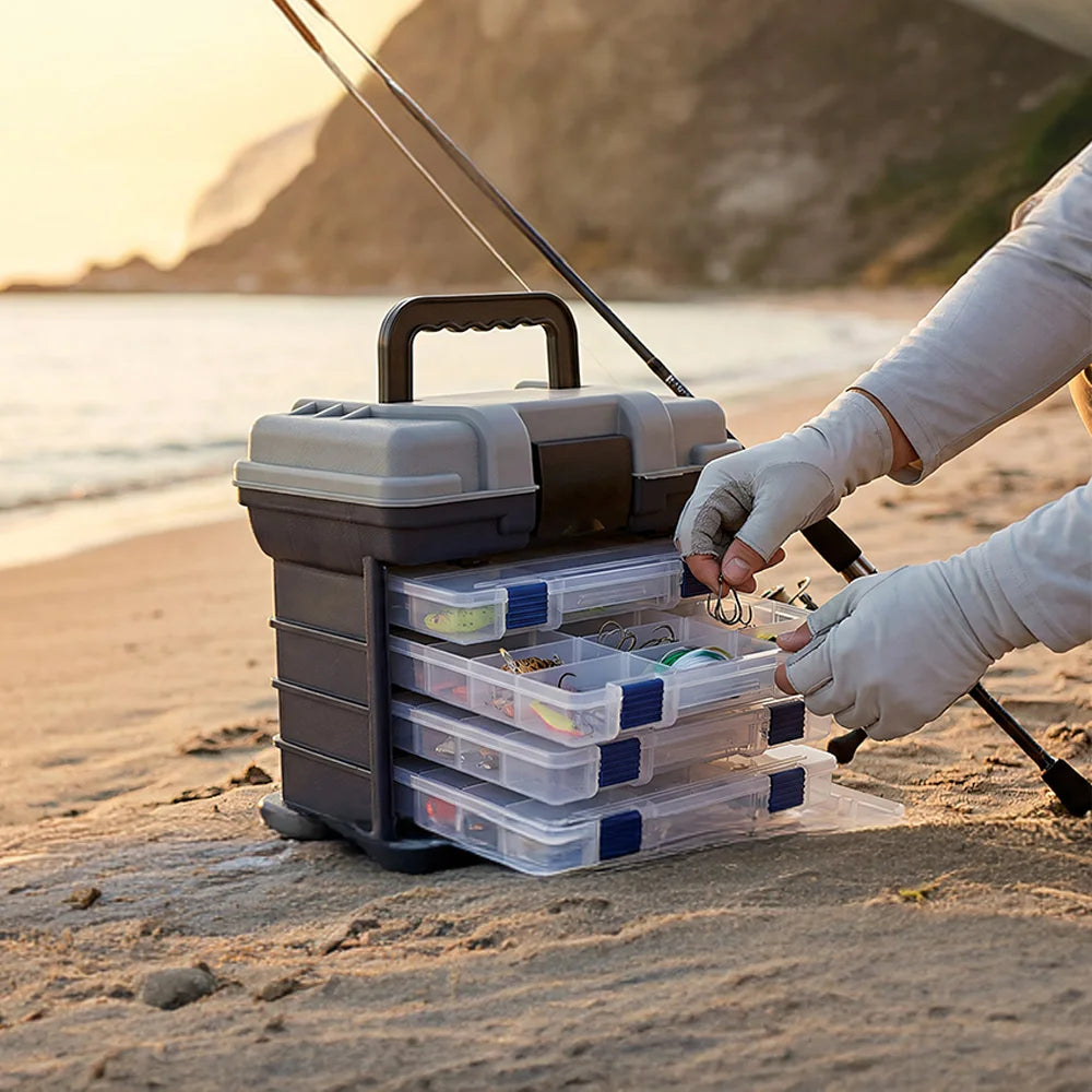 Portable Fishing Tackle Box Kit With Pliers And Dividers