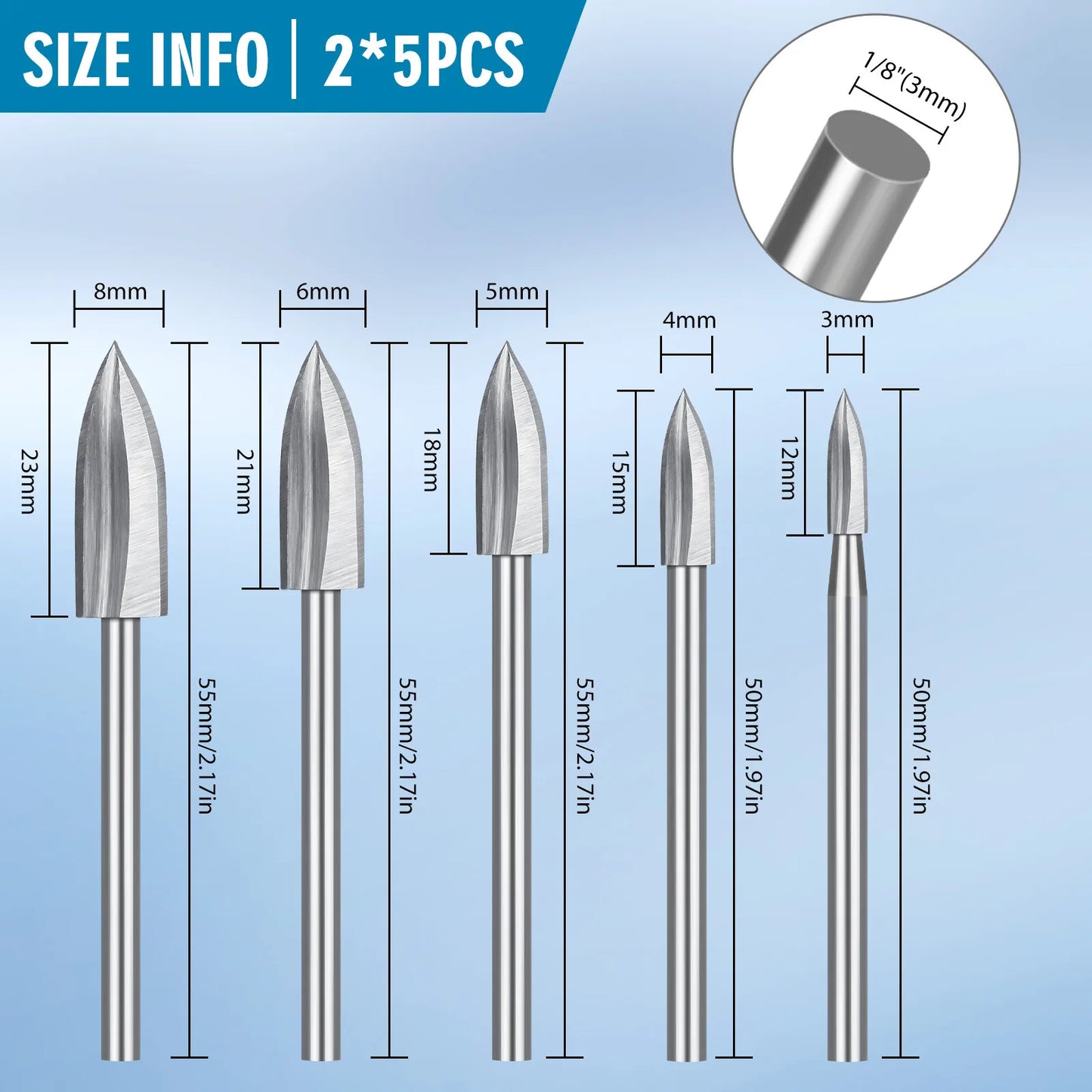 Wood Carving Engraving Drill Bits Set For Rotary Tools