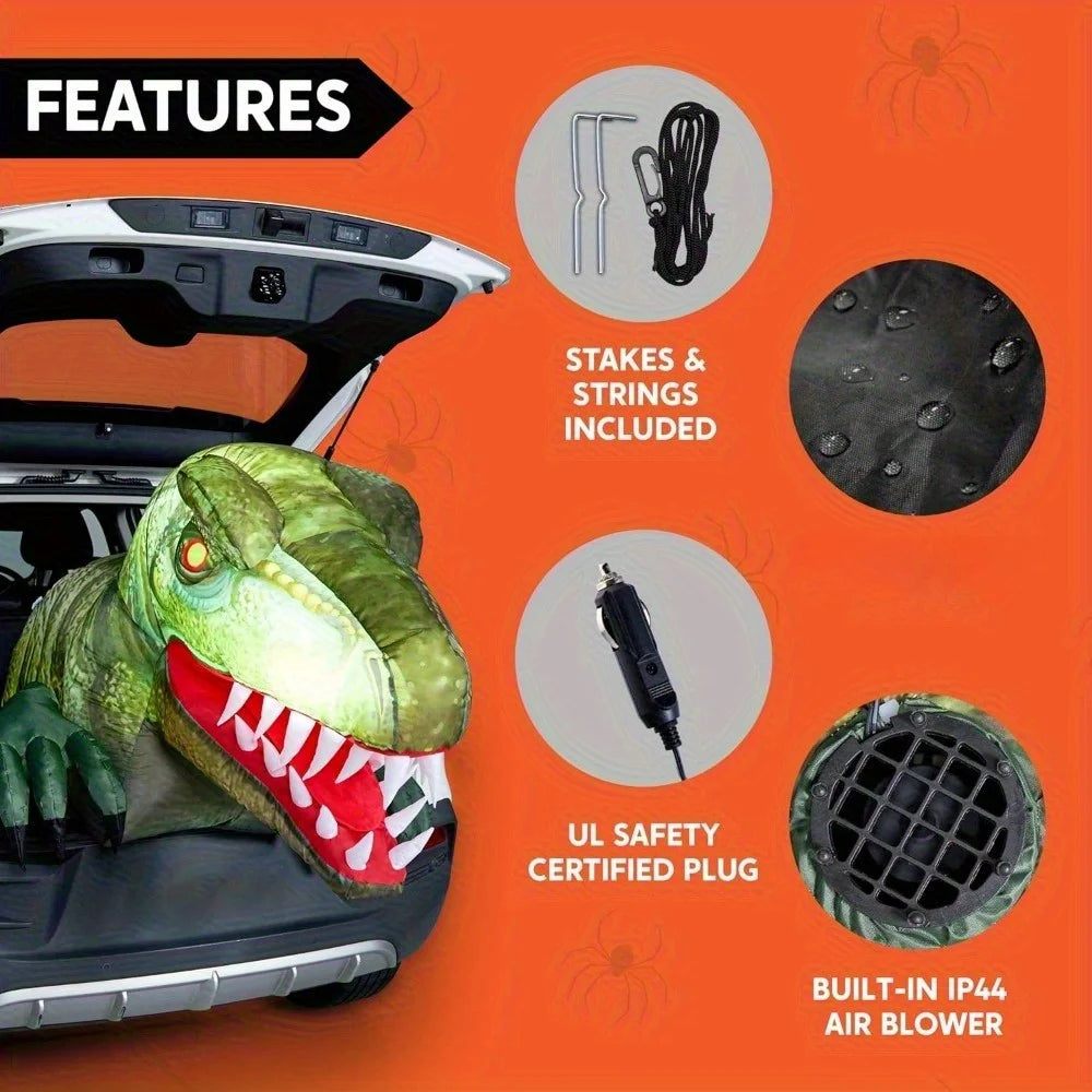 Animated Halloween Inflatable Dinosaur With Led Trunk Or Treat Decor
