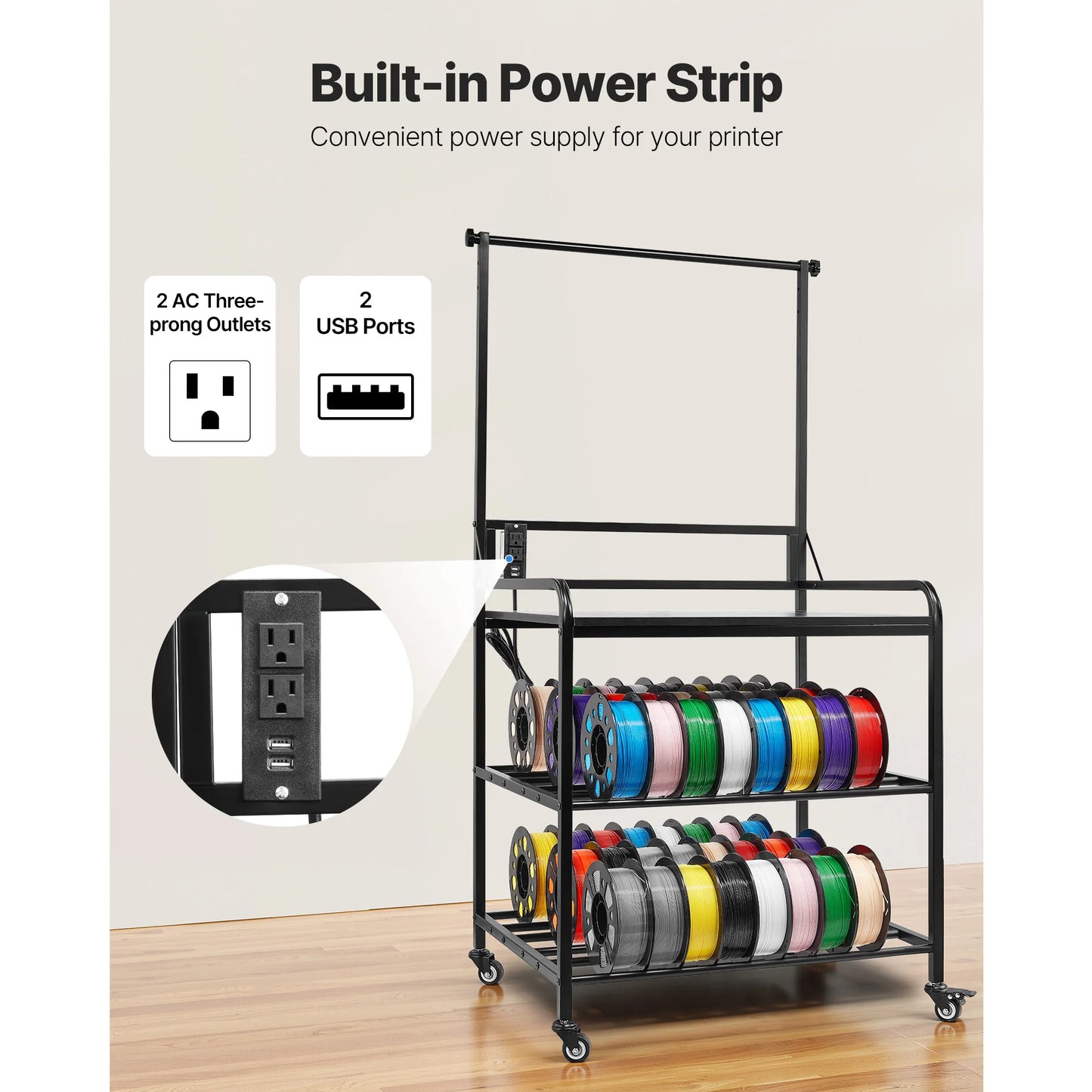 SucceBuy 3 Tier 3D Printer Filament Storage Rack Organizer Stand