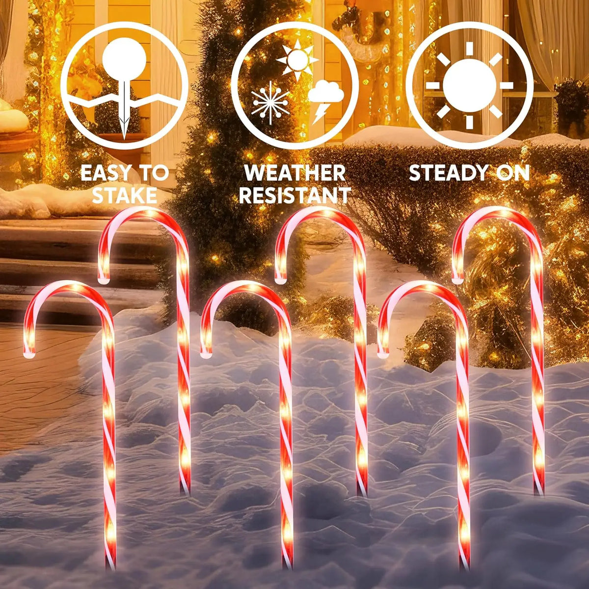 Joyfy Christmas Candy Cane Pathway Decorative Outdoor Lights