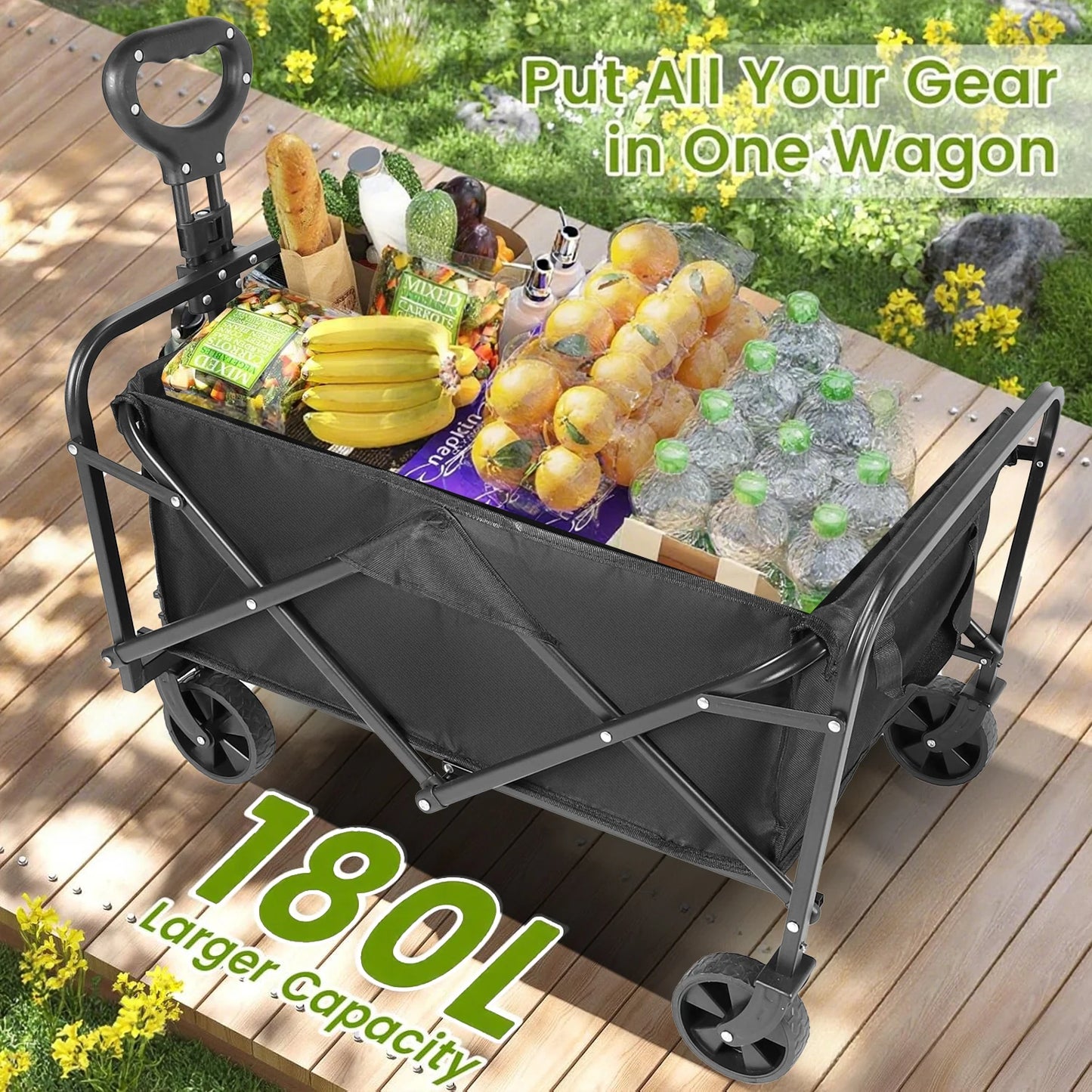 Heavy Duty Foldable Steel Wagon Cart With All Terrain Wheels