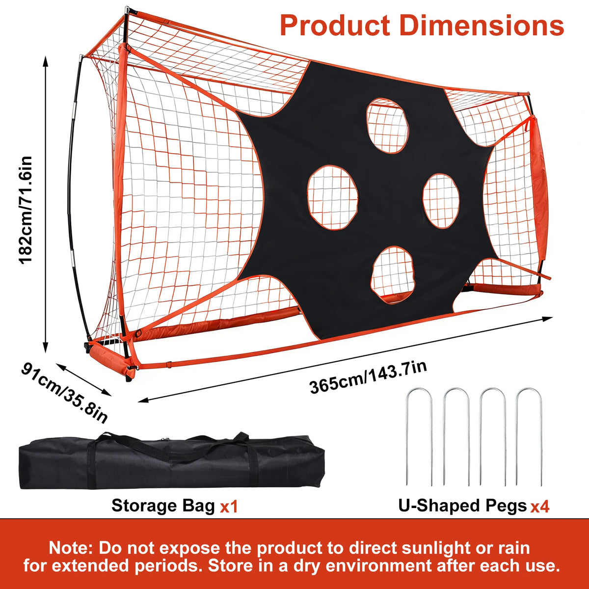 Foldable Soccer Goal Net Featuring 10 Highlighted Scoring Zones
