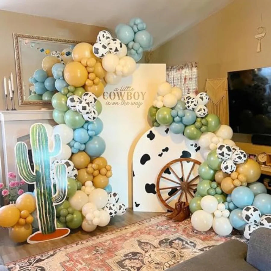 Cow Print Balloon Arch Kit for Western Farm Birthday Decor