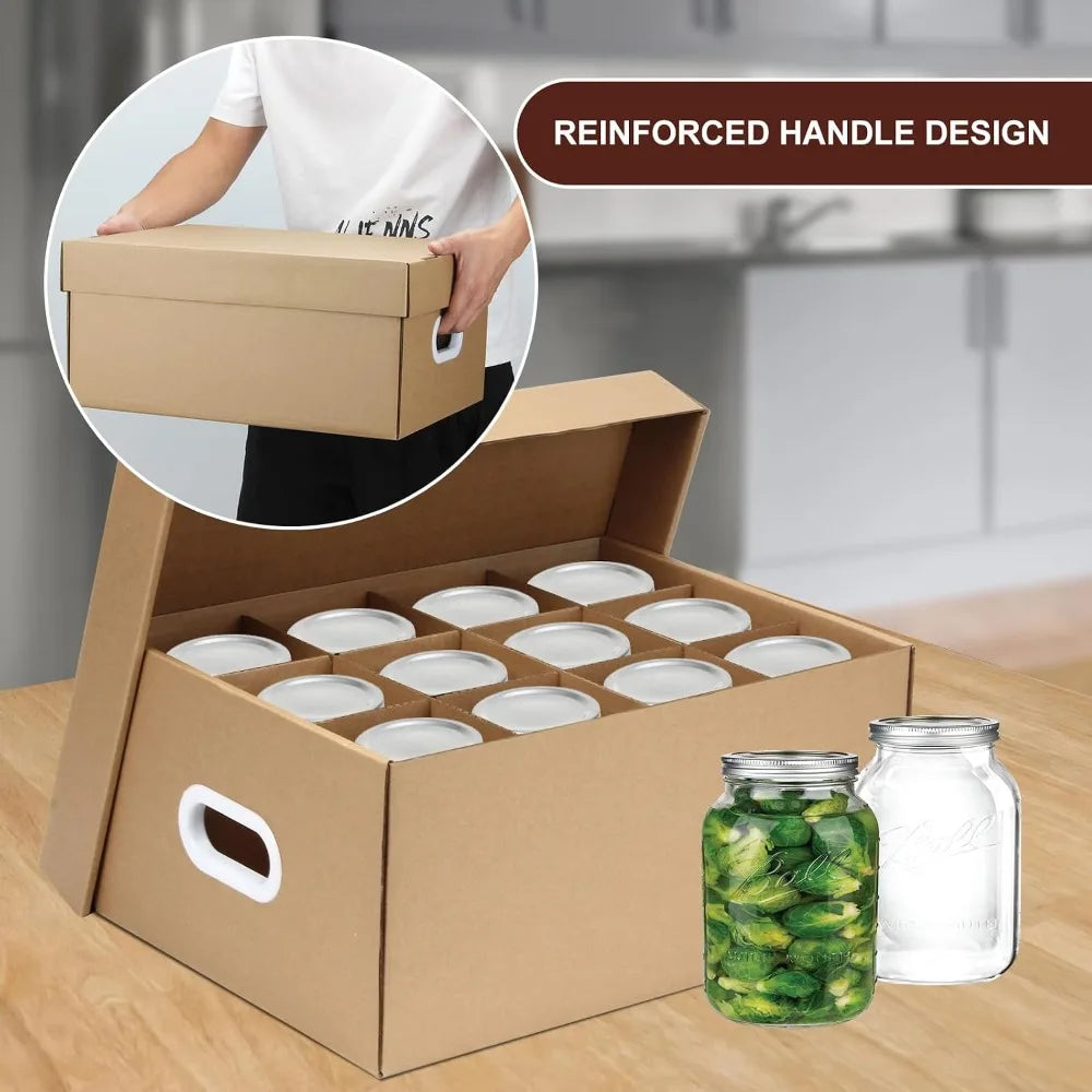 Cardboard Mason Jar Storage Boxes With Handles And Dividers