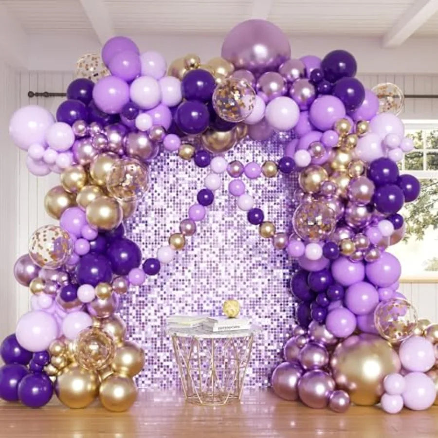 Premium Balloons Arch Kit With Confetti And Chrome Balloons