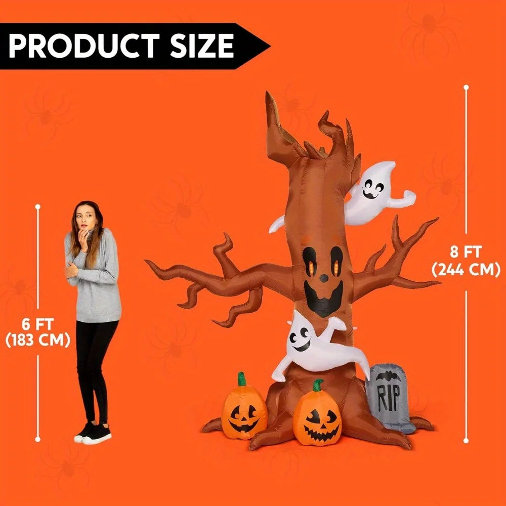 Inflatable Scary Tree With Led Lights For Halloween Yard Decoration