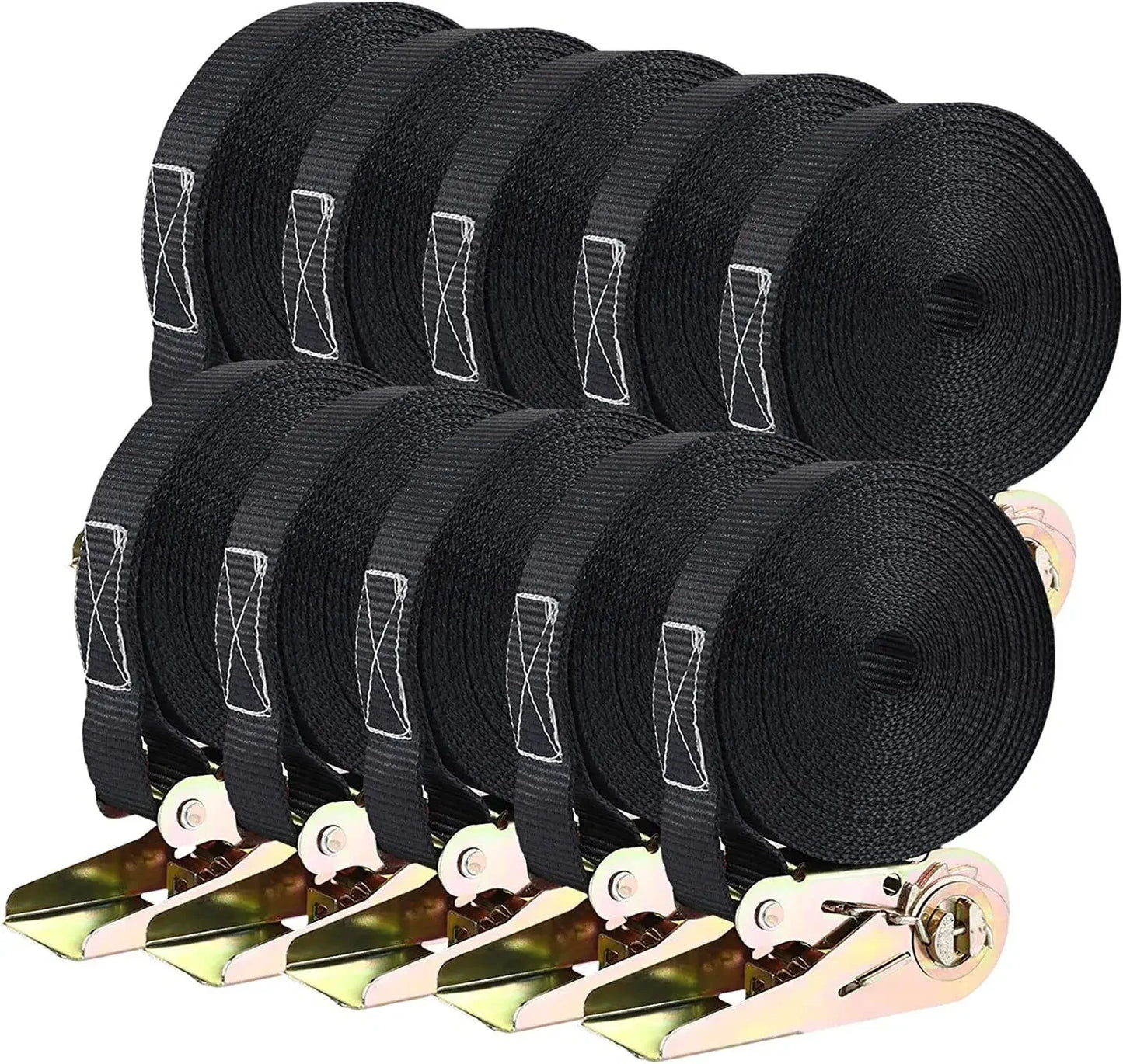 10 X Tension Straps Hard Lashing Straps Ratchet Tension Strap One-Piece 6M X 25mm