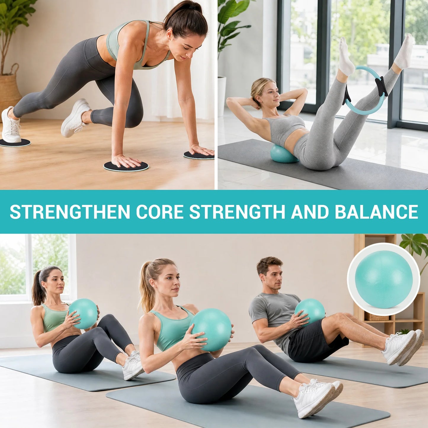 Complete Pilates Training Set With Resistance Bands And Exercise Ball