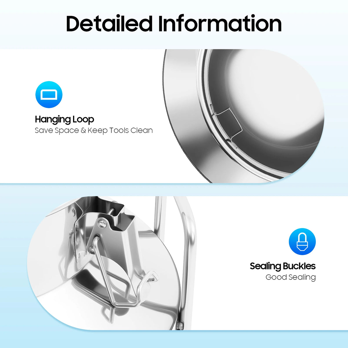 Bymaocar Stainless Steel Milk Can With Triple Locking Lids